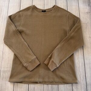 Rails Andre Waffle Knit Crewneck Sweater Tan Cotton Blend Womens Large Casual